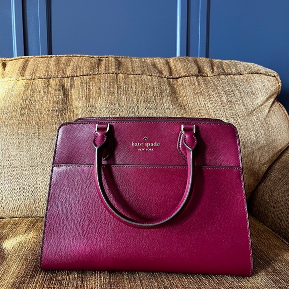 Kate Spade Madison Saffiano Leather Medium Satchel, Blackberry Preserves - Picture 1 of 4